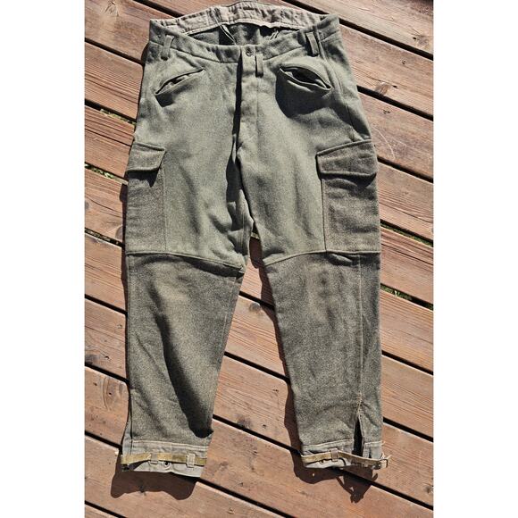 VINTAGE 40s Swedish Crown WWII Army Pants Wool Cargo Trousers Swed Sz 96 US38x30 - Picture 1 of 13